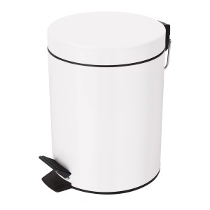 Biely kovový pedálový kôš Spirella Sydney, 3 litre, do kúpeľne a WC.
