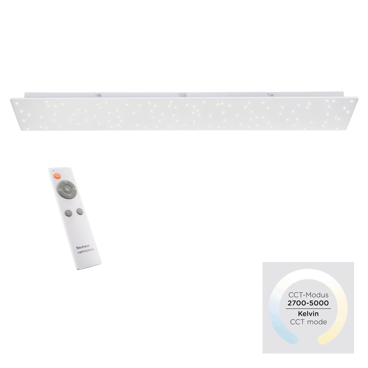 E-shop Just Light. Stropné LED panel Sparkle, hv. obl., 2700-5000K, 100 x 25 cm