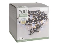 LED svetelná reťaz 1500 LED teplá/studená biela, zelený kábel, 30 m