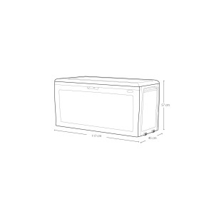 Nákres univerzálneho boxu s rozmermi (117 x 57 x 45 cm).