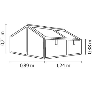 Nákres pareniska Vitavia Gamma ESG Alu, Š 89 x H 124 x V 71 cm, s rozmermi.