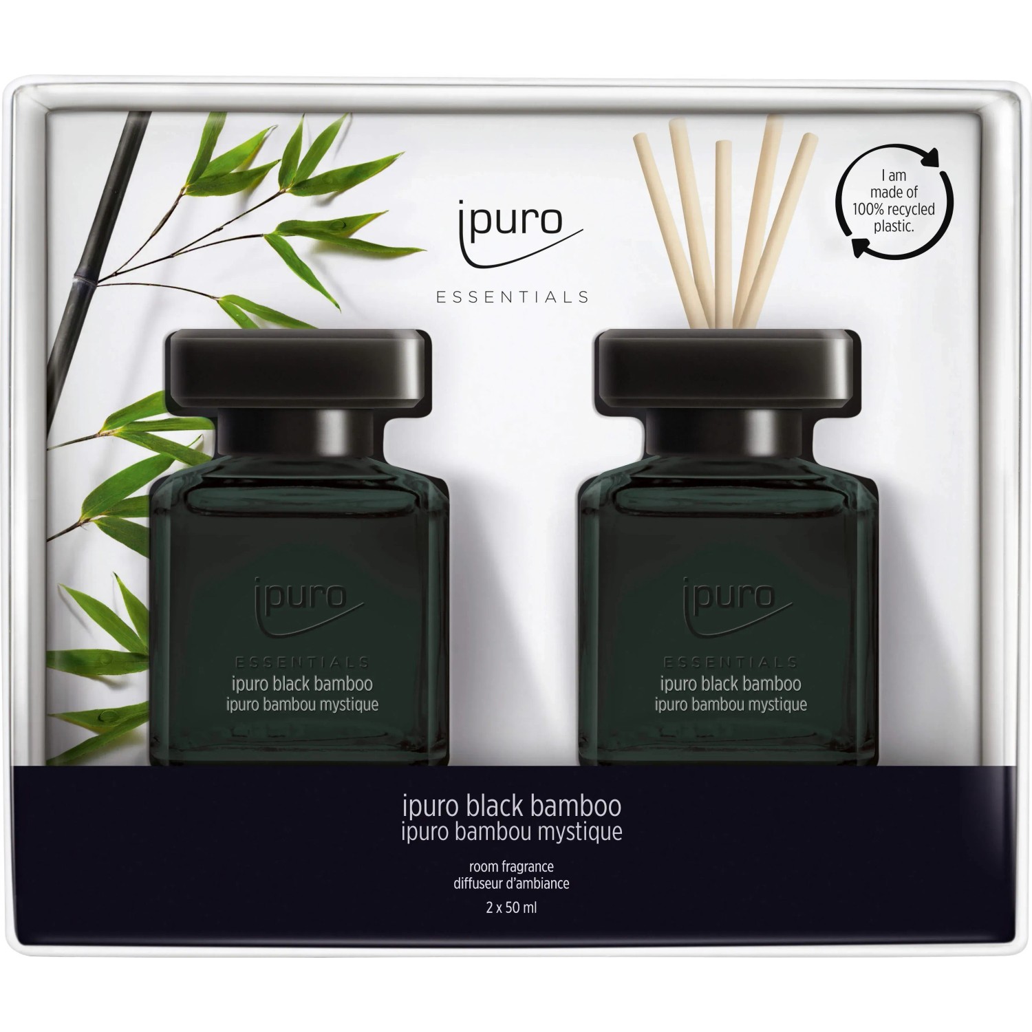 E-shop Ipuro Súprava aroma difuzérov Essentials, Black Bamboo, 2x 50 ml