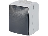 Vypínač/prepínač do vlhkých priestorov IP44 sivý
