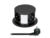 Solight Výsuvný blok PP100-B, 4 zásuvky, kábel 1,5 m, kruhový tvar, čierna