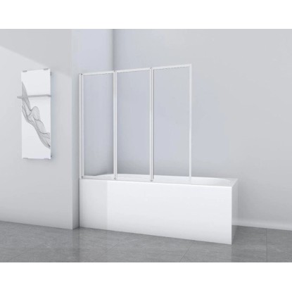 Aurlane Skladacia vaňová zástena White Star 130 cm x 120 cm biela 3-krídlová