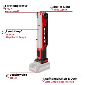 Einhell TE-CL 18/1000 S Li - Solo akumulátorová lampa: LED lampa so sklopnou hlavou pre akumulátorové náradie.