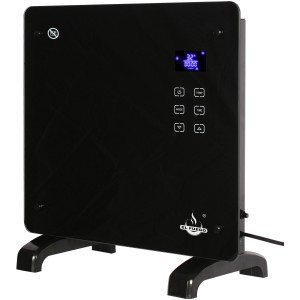 Čierny sklenený konvektor El Fuego 1000 W s LCD displejom, elektrický ohrievač.