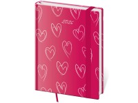 Helma 365 Diár týždenný B6 Vario 2026, Hearts s gumičkou