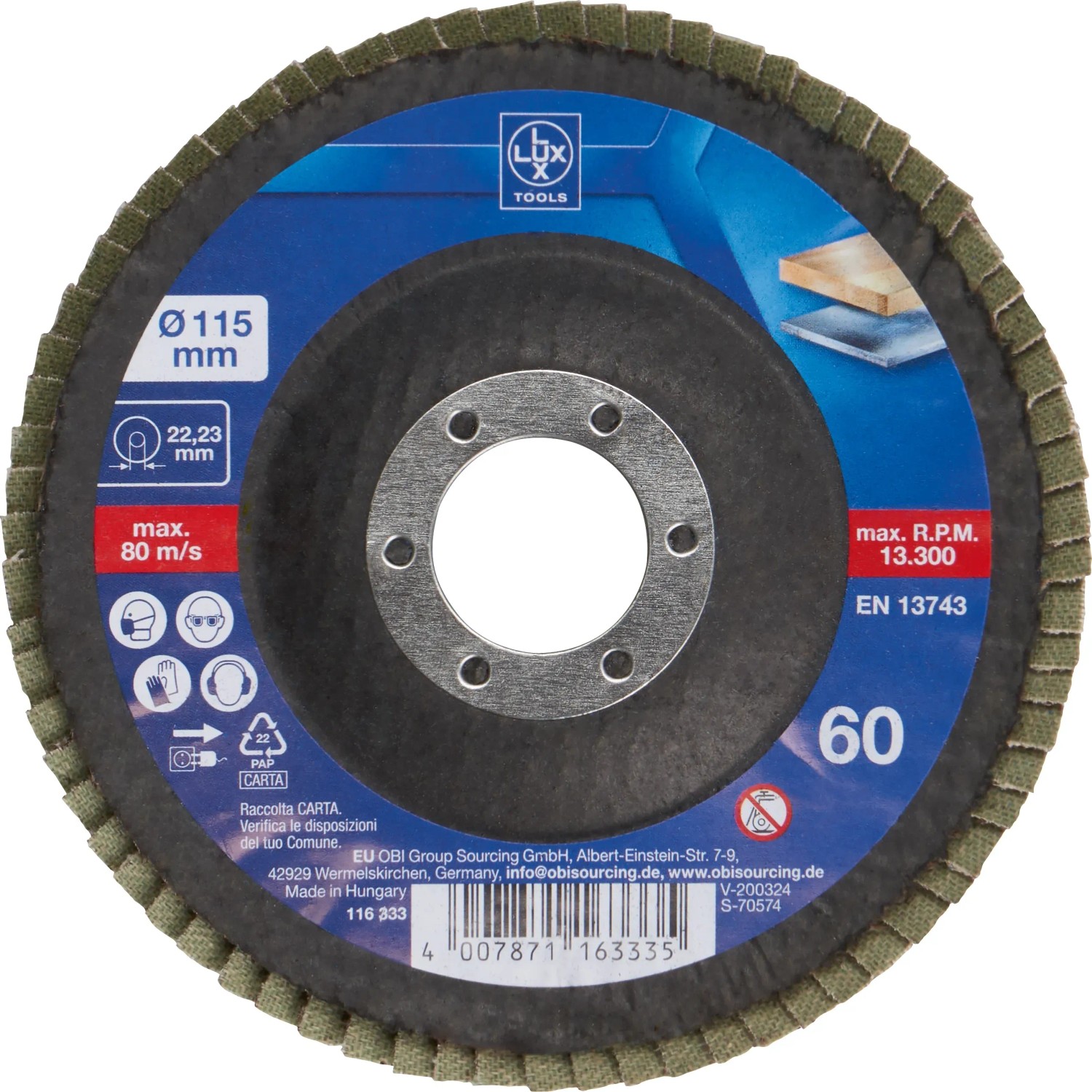 E-shop LUX-TOOLS Lamelový brúsny kotúč Multi, zrnitosť K60, pr. 115 mm