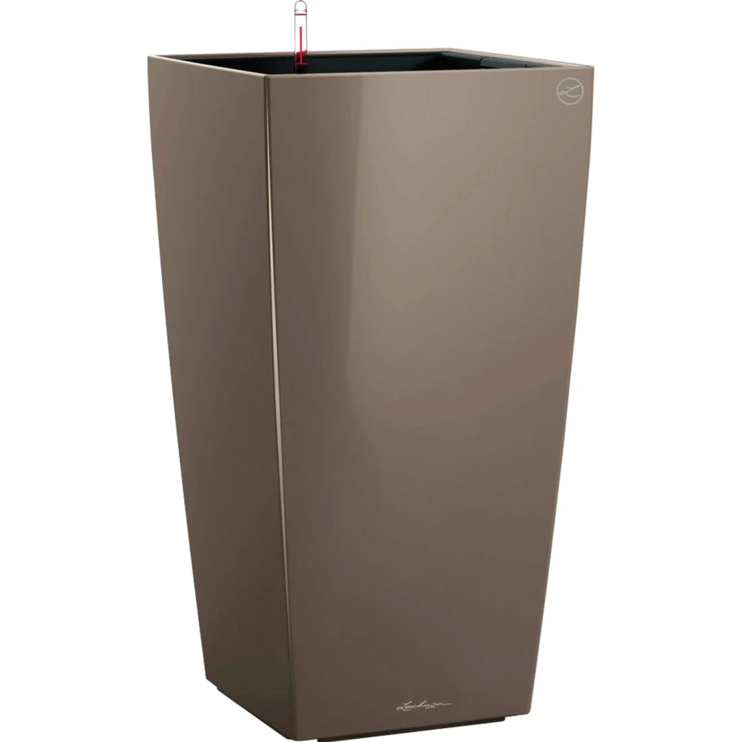 E-shop Lechuza Kvetináč Cubico Premium 50, sivohnedá vysoko lesklá, 50 x 50 x 95 cm
