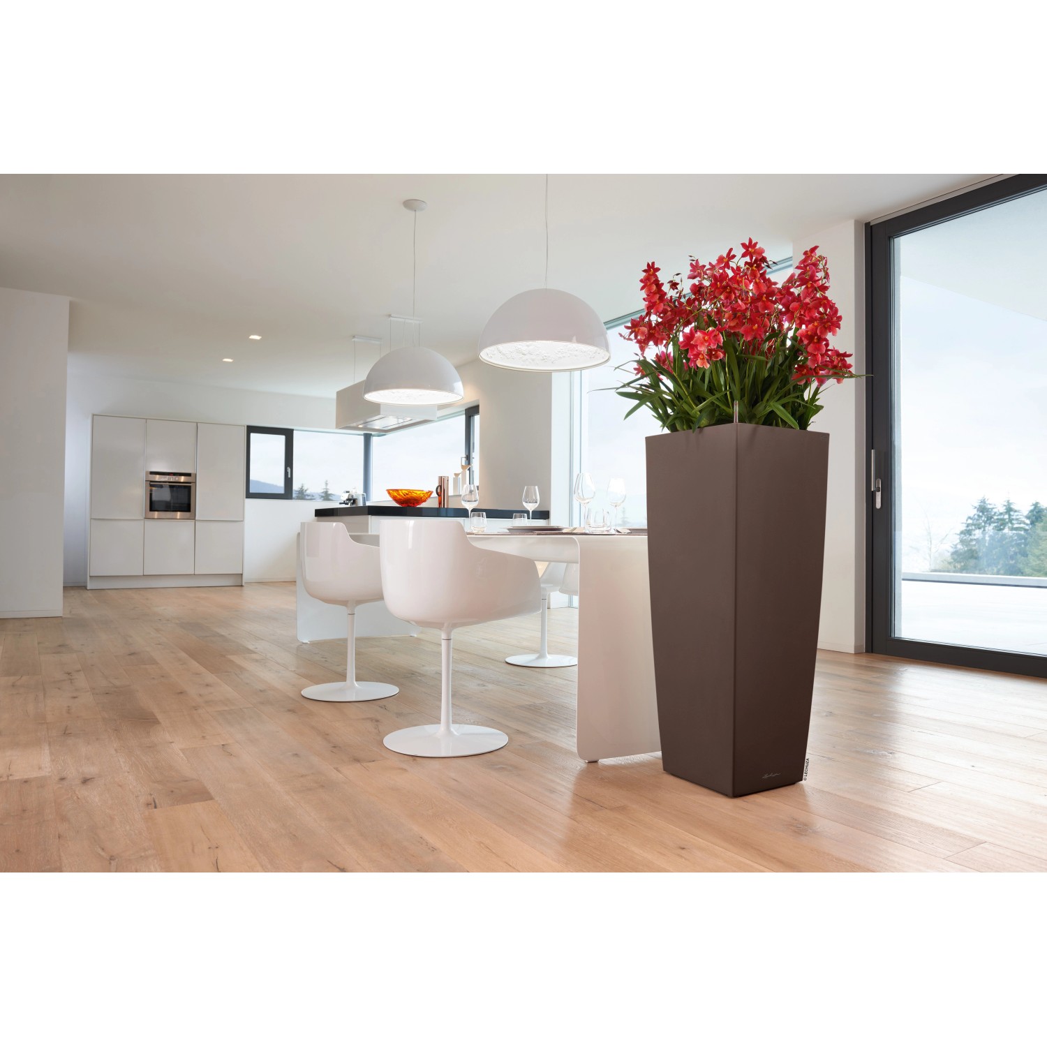 Lechuza Kvetináč Cubico Alto Premium, espresso metalická, 40 x 40 x 105 ...