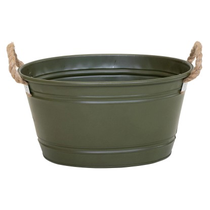 Mega Collections Kvetináč Beat Oval zinkový olivovo zelený 28 x 37 x 52 cm