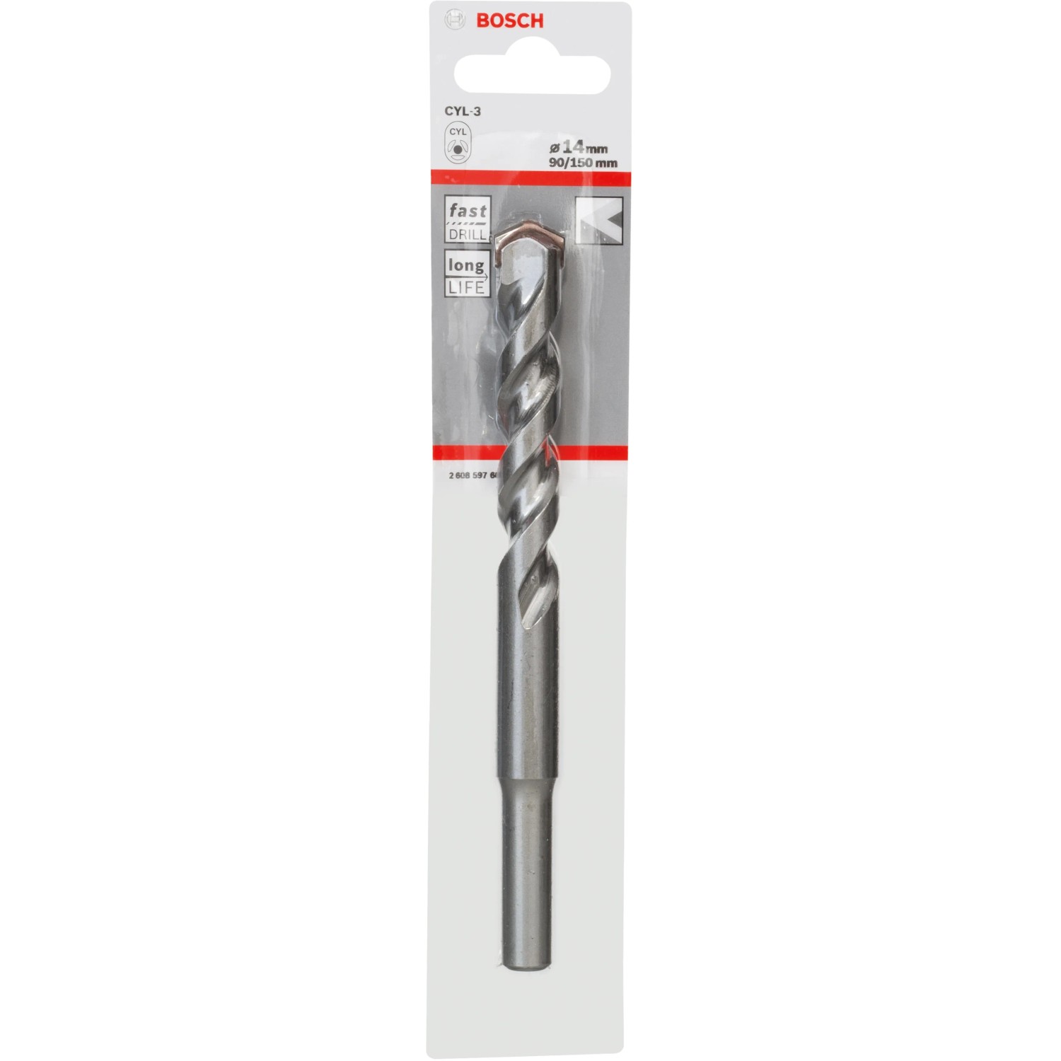 E-shop Bosch Špirálový vrták do betónu CYL-3 Silver Percussion, 14 x 90 x 150 mm