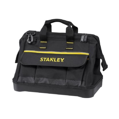 Čierna taška na náradie Stanley so žltým logom pre remeselníkov a domácich majstrov.