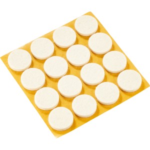 16 samolepiacich podložiek pod nábytok z plsti, Ø 22 mm, na ochranu citlivých podláh.