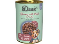 Drax Konzerva pre psov Adult s hovädzím a hydinovým, 415 g