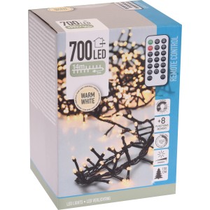 Balenie Micro LED svetelnej reťaze Cluster so 700 teplými bielymi LED pre vnútorné aj vonkajšie použitie.