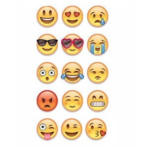 t.b.t. Samolepky na stenu s rôznymi emoji tvárami.