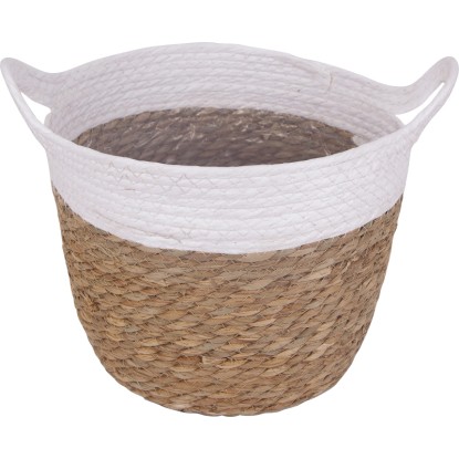 Košík na kvety, biela/prírodná, pr. 27 x 22 cm