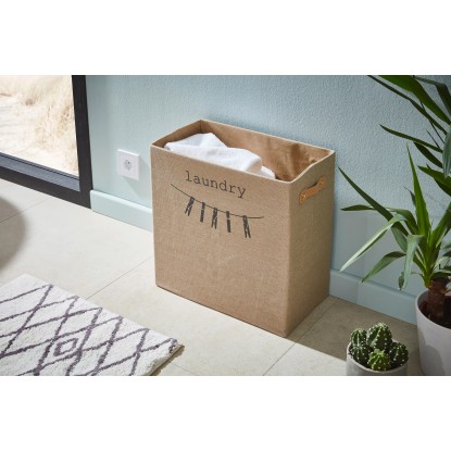 Fackelmann Zberná nádoba na bielizeň 45 cm plátenný dizajn