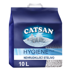 Catsan Hygiene Plus podstielka pre mačky, 10 l, nehrudkujúca.