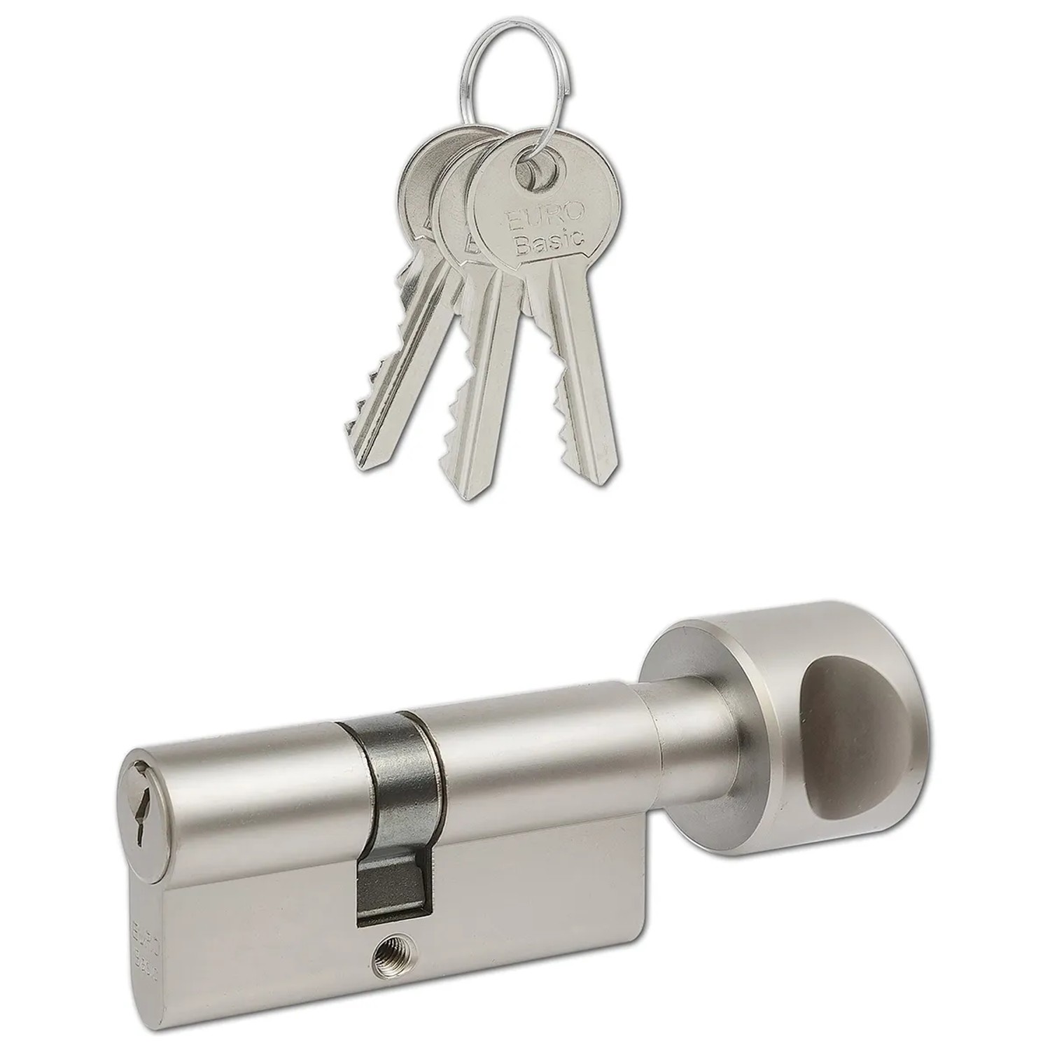 E-shop Richter Czech Stavebná cylindrická vložka EURO Basic gombík 30/35 nikel, 3 kľúče