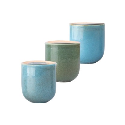 Emocio Vonná sviečka s bambuc.maslom v keramike OceanTide rôzne farby 85 x 90mm