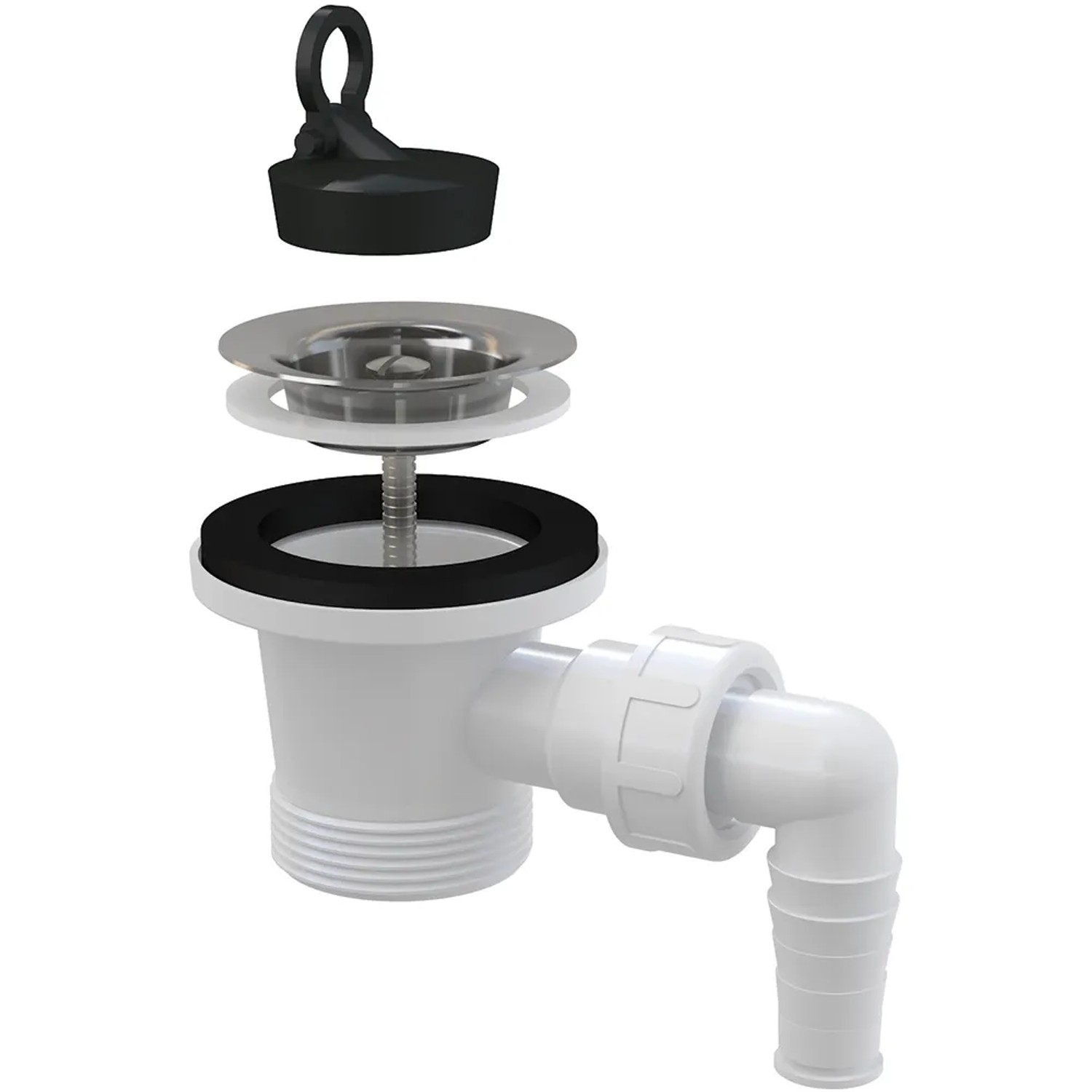 E-shop Alca Výpusť umývadlová A31P s príp., nerez mr. pr. 62 mm, guma. zátka, 6/4"