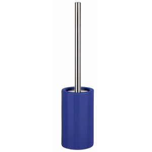 Spirella WC-Garnitur Tube Stoneware Navy: WC kefa s modrým kameninovým držiakom a striebornou rukoväťou.