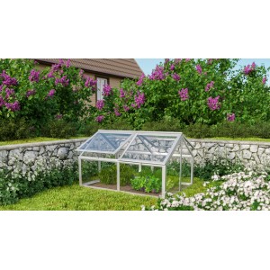 Vitavia Gamma ESG Alu parenisko, 89x124x71 cm, s bezpečnostným sklom v záhrade.