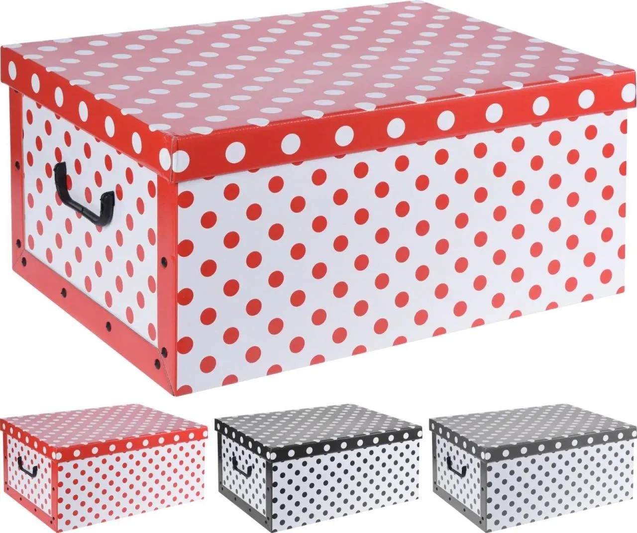 Koopman Stackable Box Koopman Úložný box s vekom s bodkami, 51 cm x 37 cm x 24 cm