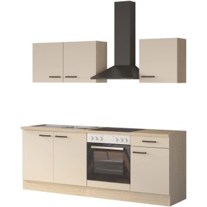 Flex-Well Kuchyňa 1601 Creso kašmír/dub 210 cm-rúra+skl.doska/digestor