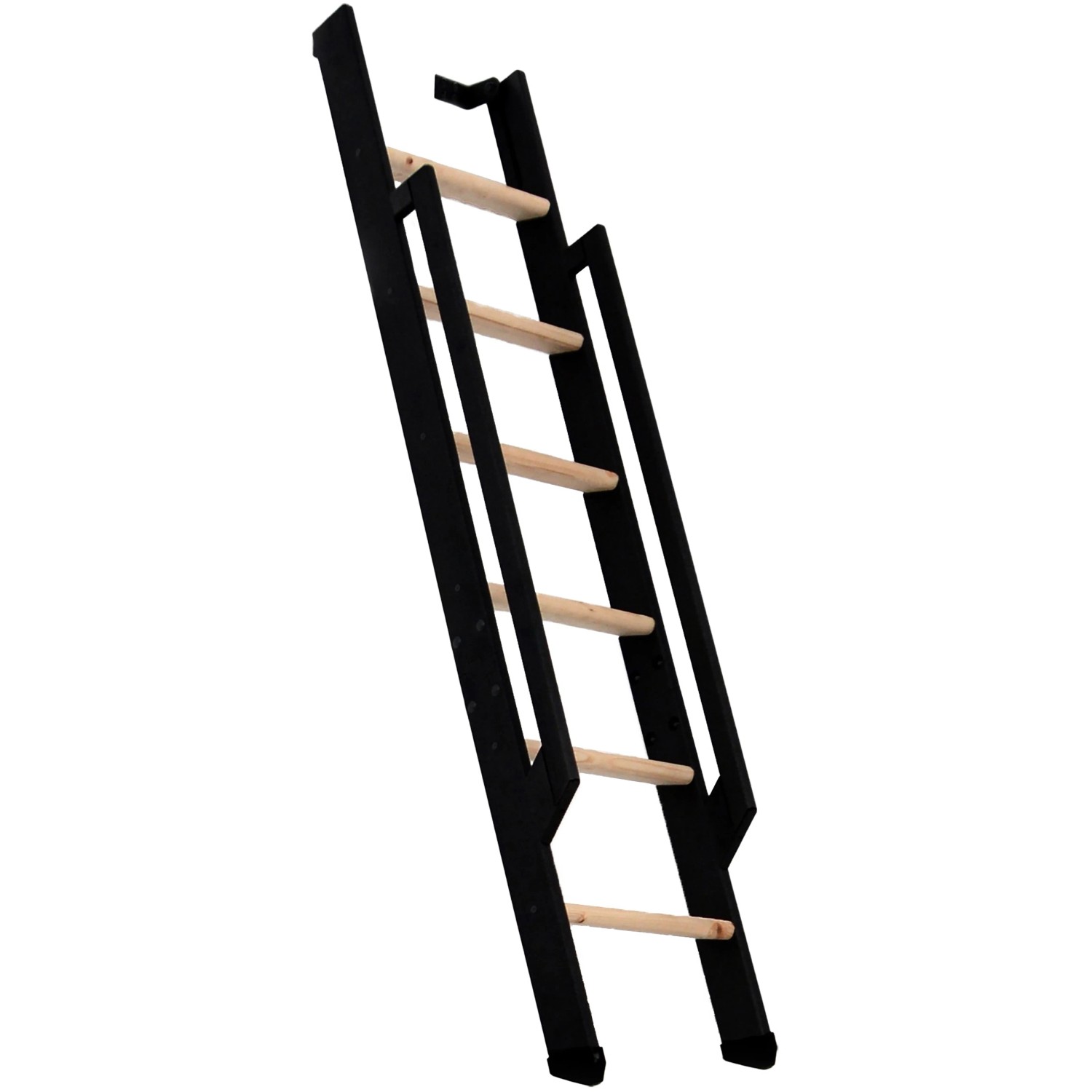 E-shop Minka STAIRS Priame rebríkové schodisko Strong buk/čierna, 6 schodov, 152 cm