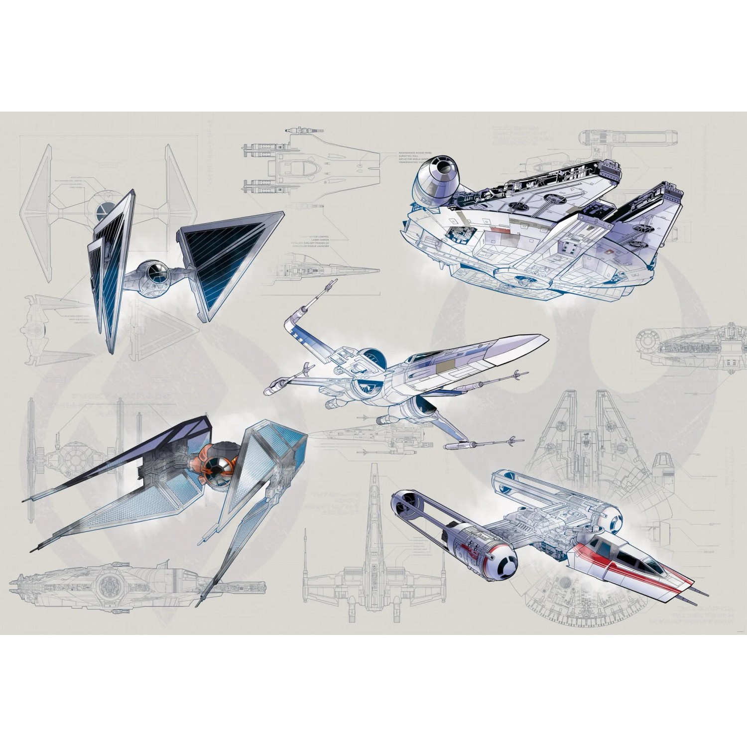 E-shop Komar Vliesová fototapeta Star Wars Blueprint Light 400 x 280 cm