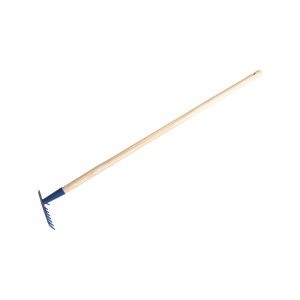 Malé záhradné hrable LUX s 8 zubami a drevenou násadou (85 cm) na záhony a cintorínske práce.