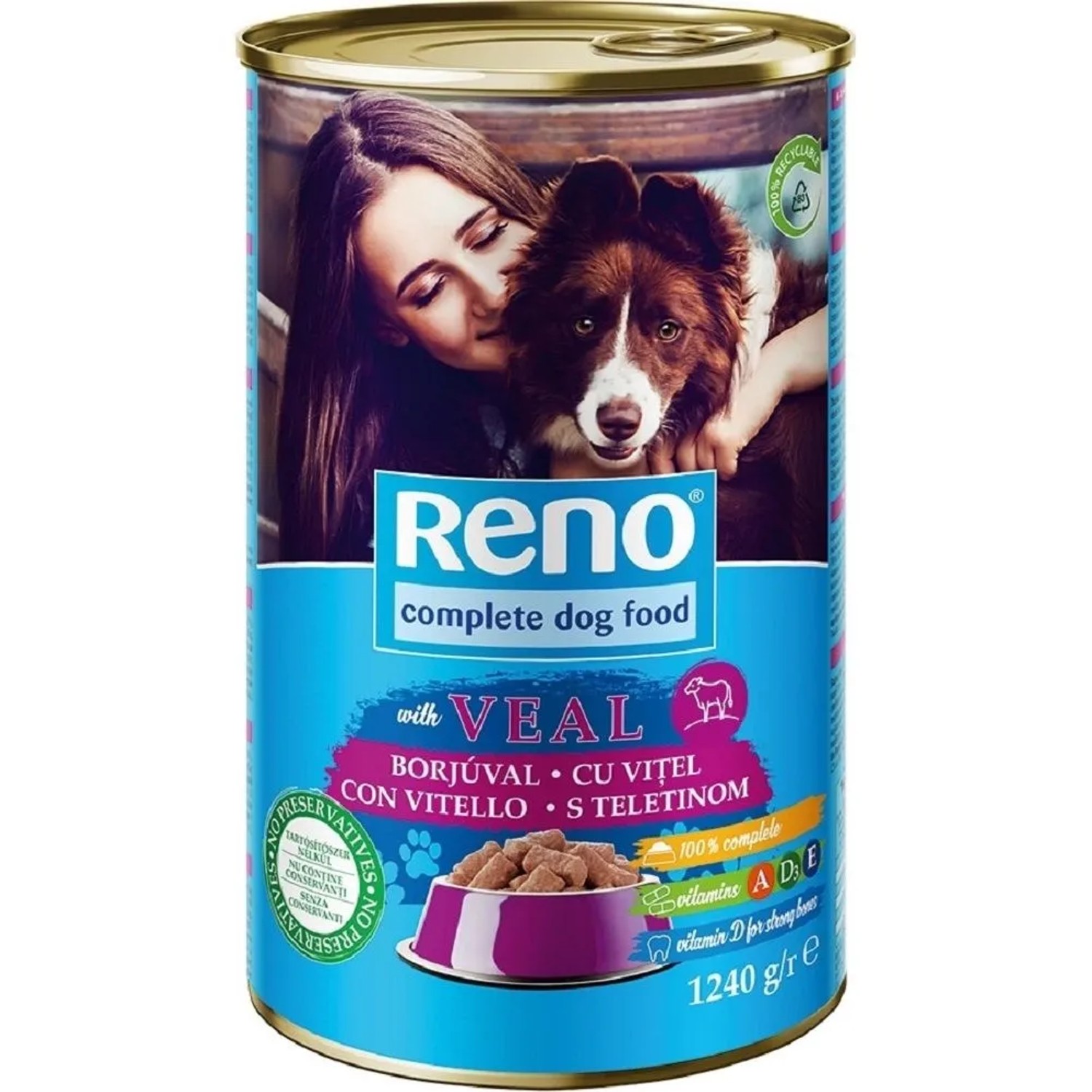 E-shop Reno Konzerva pre psov s teľacím v omáčke, 1240 g