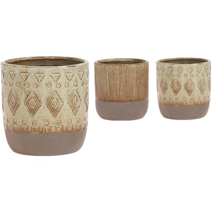 Kolibri Home Keramický obal na kvetináč Ethnic, biela, pr. 9 x 15 cm