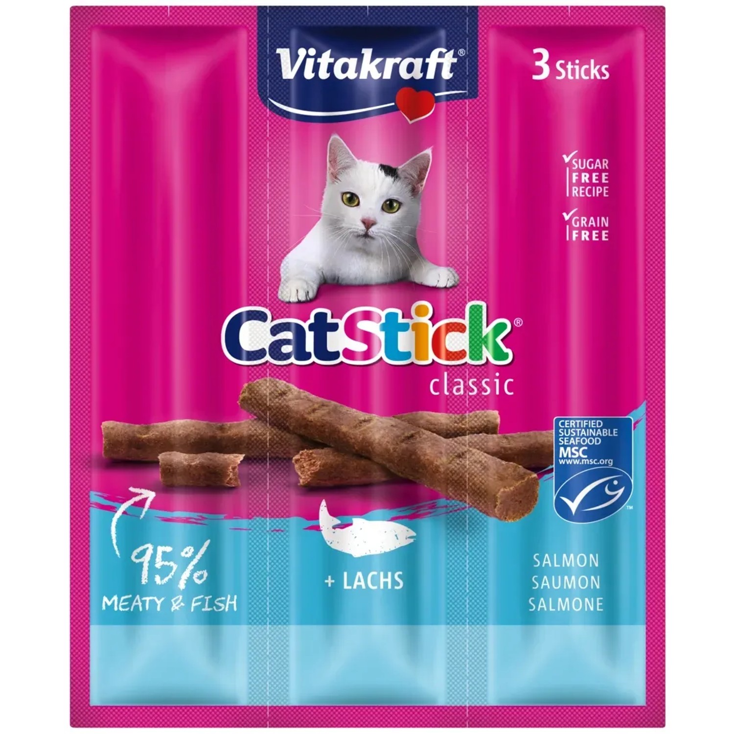 E-shop Vitakraft Pochúťka pre mačky Cat Stick losos 3 x 6 g, 3 ks