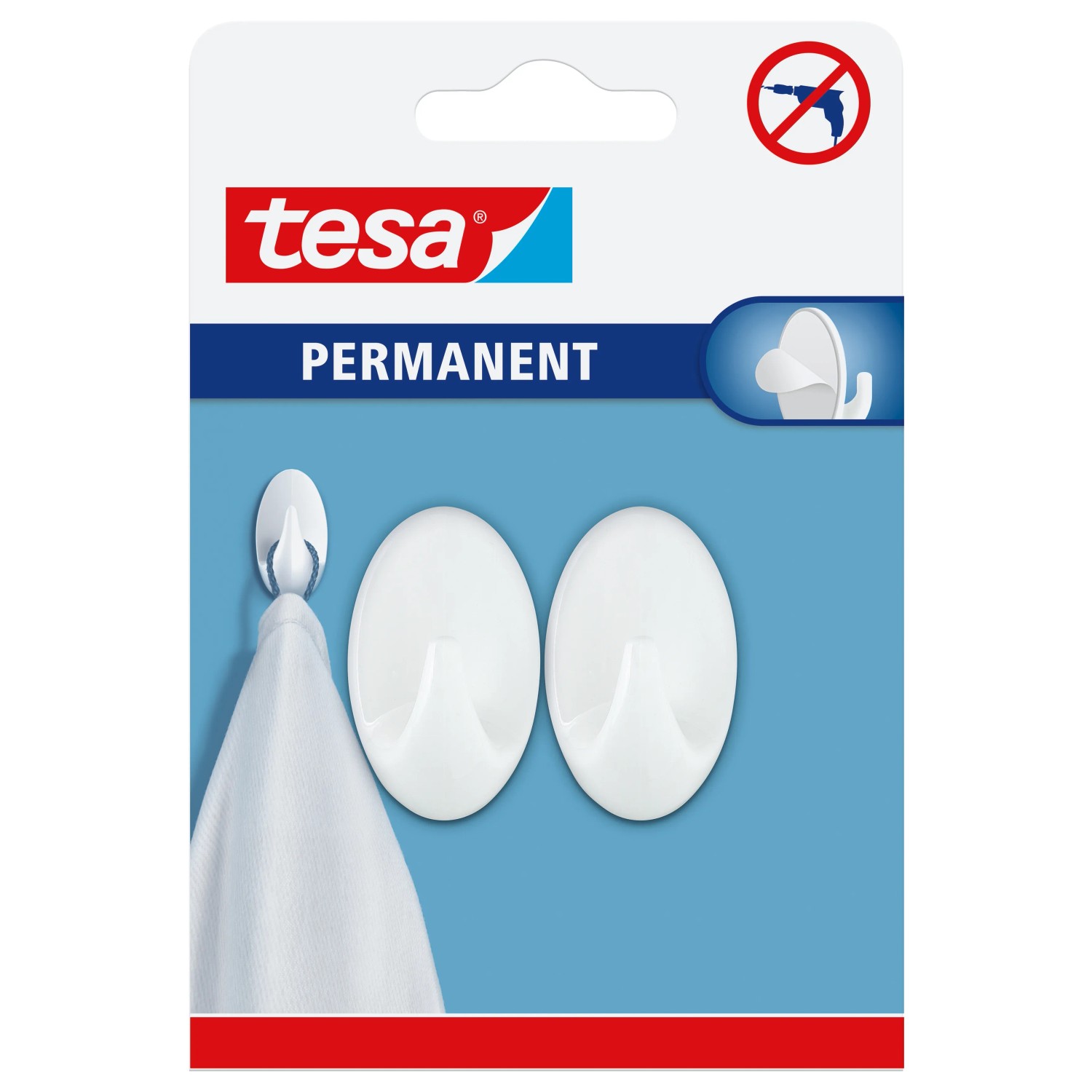 E-shop tesa Samolepiace háčiky Permanent S oválne, biela, 2 ks