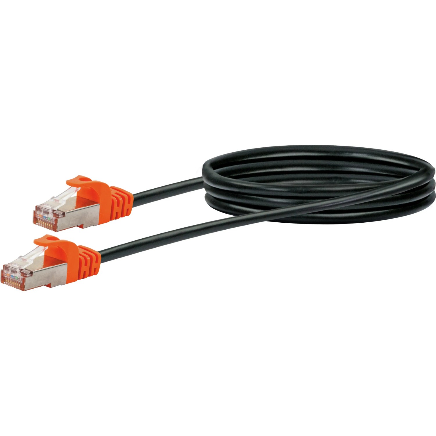 E-shop Schwaiger Sieťový kábel CAT 7 (S/FTP) EJ45, čierna/oranžová, 2 m