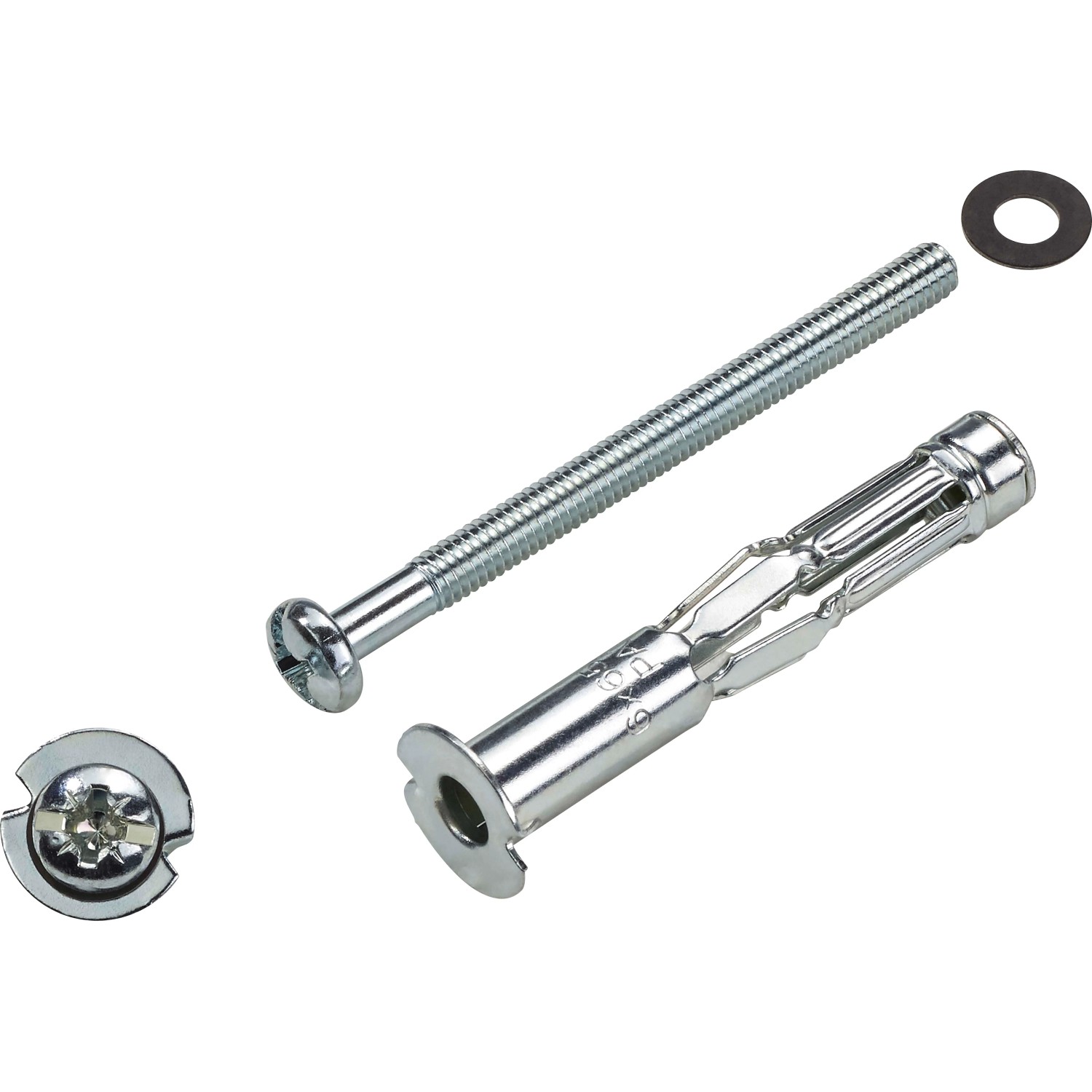 E-shop LUX-TOOLS Kovová dutinová hmoždinka 6 x 65 mm, vr. skrutiek PZ3 M6 x 74 mm, 2 ks
