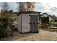 Upyard Drevený domček na náradie Strongbox L vr. základov sivá 203 x 163 cm