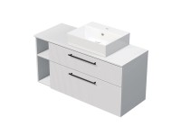 INTEDOOR Skriňa+umývadlo BEE, úchyt čierny, š.120cm, regál vľavo, biela 3D pruhy INTEDOOR Skriňa+umývadlo BEE, úchyt čierny, š.120cm, regál vľavo, biela 3D pruhy