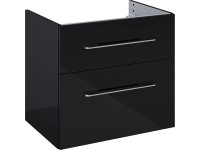 Maximus Skrinka pod umývadlo Madrid, 2 zásuvky, čierna + strieb. úchytky, 60 cm