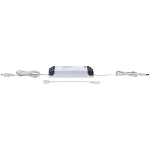 Paulmann MaxLED napájací zdroj 60VA pre LED pásy, biely plastový kryt s prívodným vedením a konektormi.