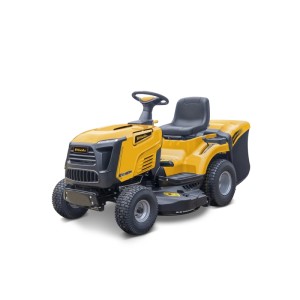 Žltý záhradný traktor t.b.t. na záhradníčenie.