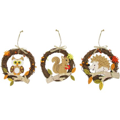 Jesenný závesný ratanový veniec, 3 prevedenia, pr. 16 cm