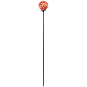 Záhradný kolík s oranžovou mozaikovou guľou, výška 75 cm, na záhradnú dekoráciu.