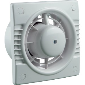 Biely kúpeľňový ventilátor System Ø 100, tichý, z plastu.
