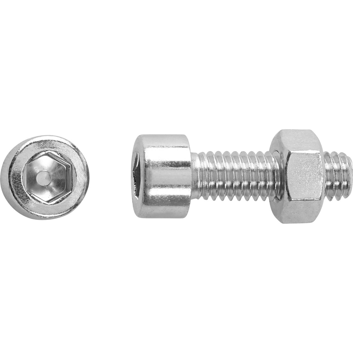 E-shop Závitová skrutka s valcovou hlavou SW6 bielo pozinkovaná M8 x 20 mm, 6 ks+matica